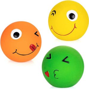 CHIWAVA Latex Squeaky Dog Toy Ball